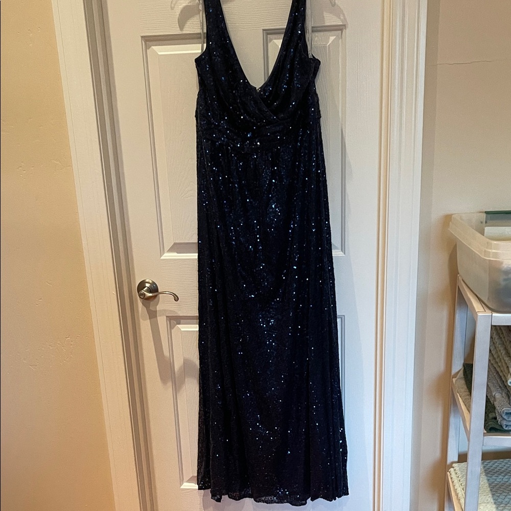Celebrate Db Studio Elegant Sequin Navy Blue Maxi Dress Plus 16 - Picture 6 of 16